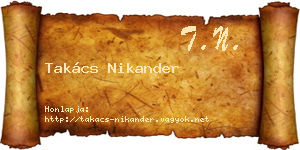 Takács Nikander névjegykártya